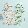 Short Sleeve Animal Life Swimsuit & Hat