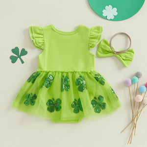 Sequins Clover Dress & Headband