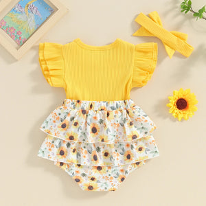 Sunflower Ruffle Romper & Bow