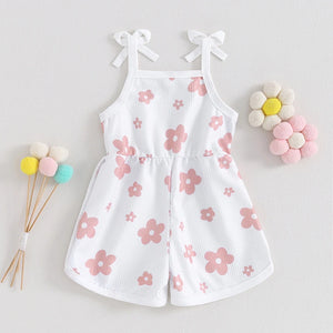 Shoulder Bow Summer Floral Romper