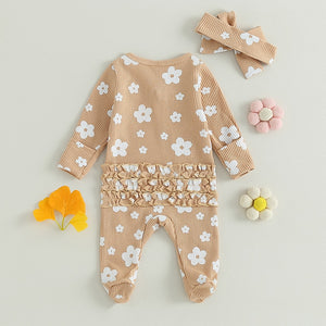 Flower Footie Onesie & Bow