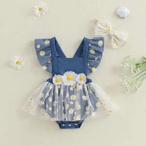 Denim Lace Daisy Dress & Headband