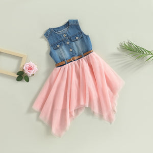 Sleeveless Denim Belt Cowgirl Dress