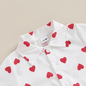Collared Heart Shirt & Shorts