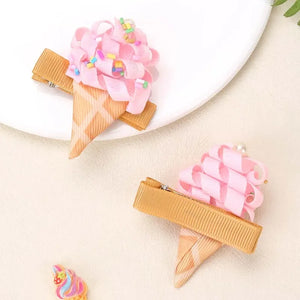2 Pack Ice Cream Cone Hair Clips