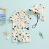 Short Sleeve Animal Life Swimsuit & Hat