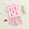 Easter Embroidered Plaid Bunny Outfit