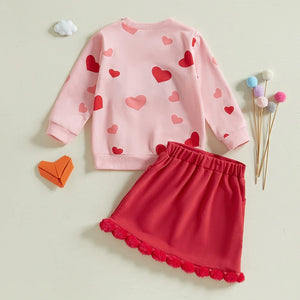 Love Hearts Pom Pom Skirt Outfit