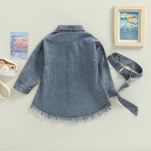 Frayed Denim Belt Dress