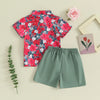 Floral Collared Button Up Shirt & Shorts