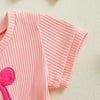 Pink Ribbed Onesie & Headband