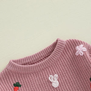 Embroidery Knit Easter Sweater