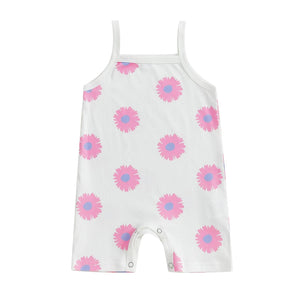 Ribbed Summer Flower Romper
