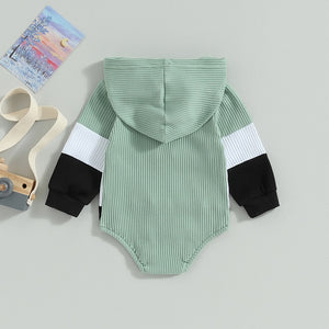 Ribbed Striped Hoodie Onesie