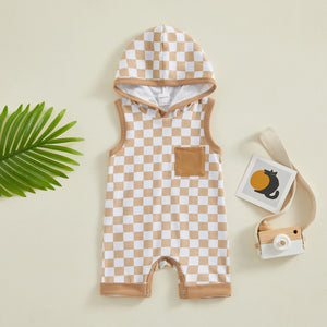 Hooded Checkered Romper