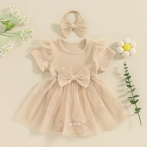 Solid Ribbed Tutu Dress & Headband