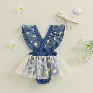 Denim Lace Daisy Dress & Headband