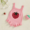 Knit Strawberry Ruffle Onesie