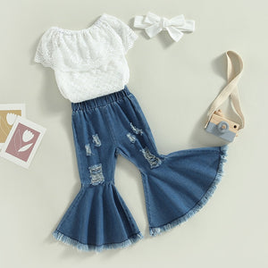 Lace Denim Bell Bottoms Outfit