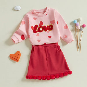 Love Hearts Pom Pom Skirt Outfit