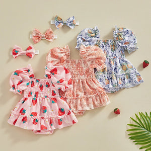 Flower Fruity Summer Dress & Headband