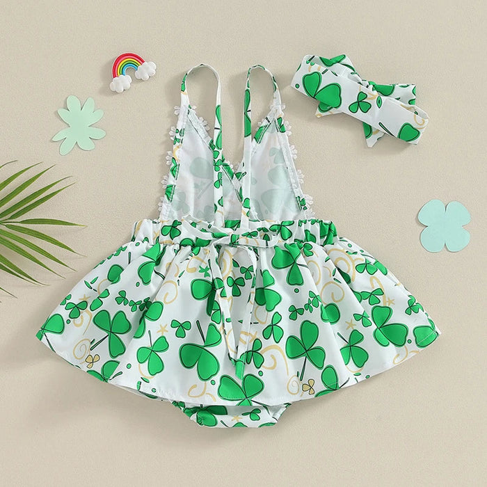 Clover Lace Romper Dress & Bow