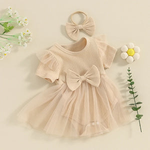 Solid Ribbed Tutu Dress & Headband