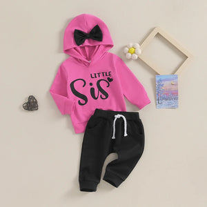 Pink Little Sis Bow Hoodie & Pants