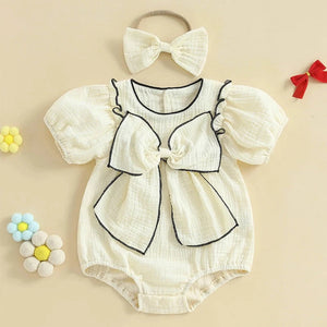 Elegant Ellie Bow Romper & Headband