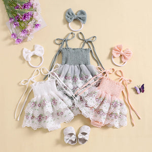 Embroidered Floral Dixie Dress & Headband