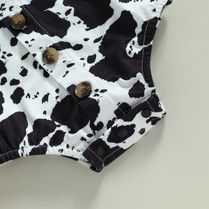 Cow Print Collared Onesie