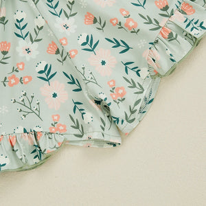 Floral Button Belted Romper