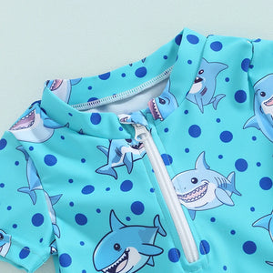 Short Sleeve Shark Swimsuit