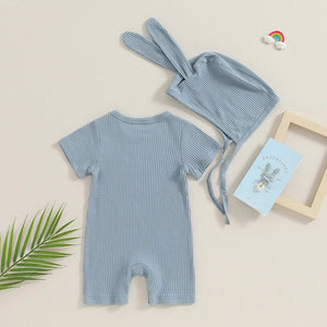 Solid Romper & Bunny Ear Hat