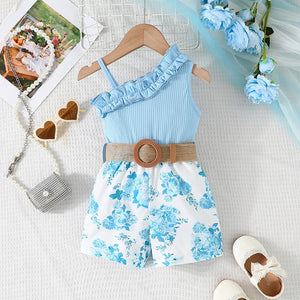 Off Shoulder Ruffle Floral Romper