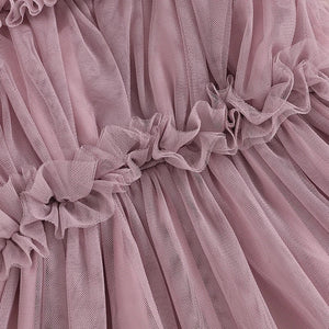 Solid Skyla Mesh Ruffle Dress