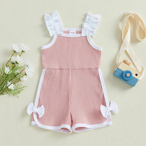 Solid Ribbed Ruffle Raina Romper