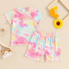 Ribbed Ruffle Tie Dye Shirt & Shorts