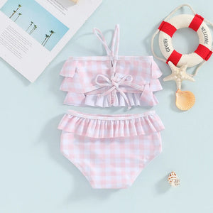 Ruffled Plaid Bikini Swimsuit