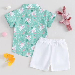 Spring Bunny Collared Easter Shirt & Shorts