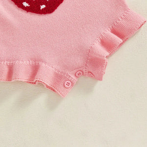 Knit Strawberry Ruffle Onesie
