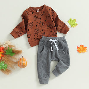 Fall Pumpkin Dot Sweater & Pants