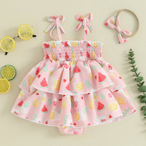 Layered Summer Fruit Dress & Headband