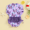 Floral Butterfly Long Sleeve Ruffle Swimsuit