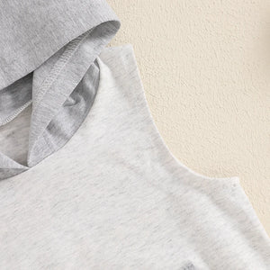 Gray Two Tone Sleeveless Hoodie Outfit