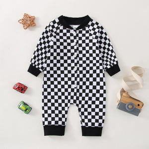 Checkered Button Onesie