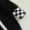 Checkered Patchwork Zipper Onesie