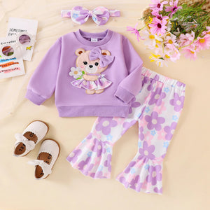 Beary Cute Floral Outfit & Headband