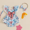 USA Lace Bow Romper & Headband