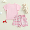 Easter Embroidered Plaid Bunny Outfit